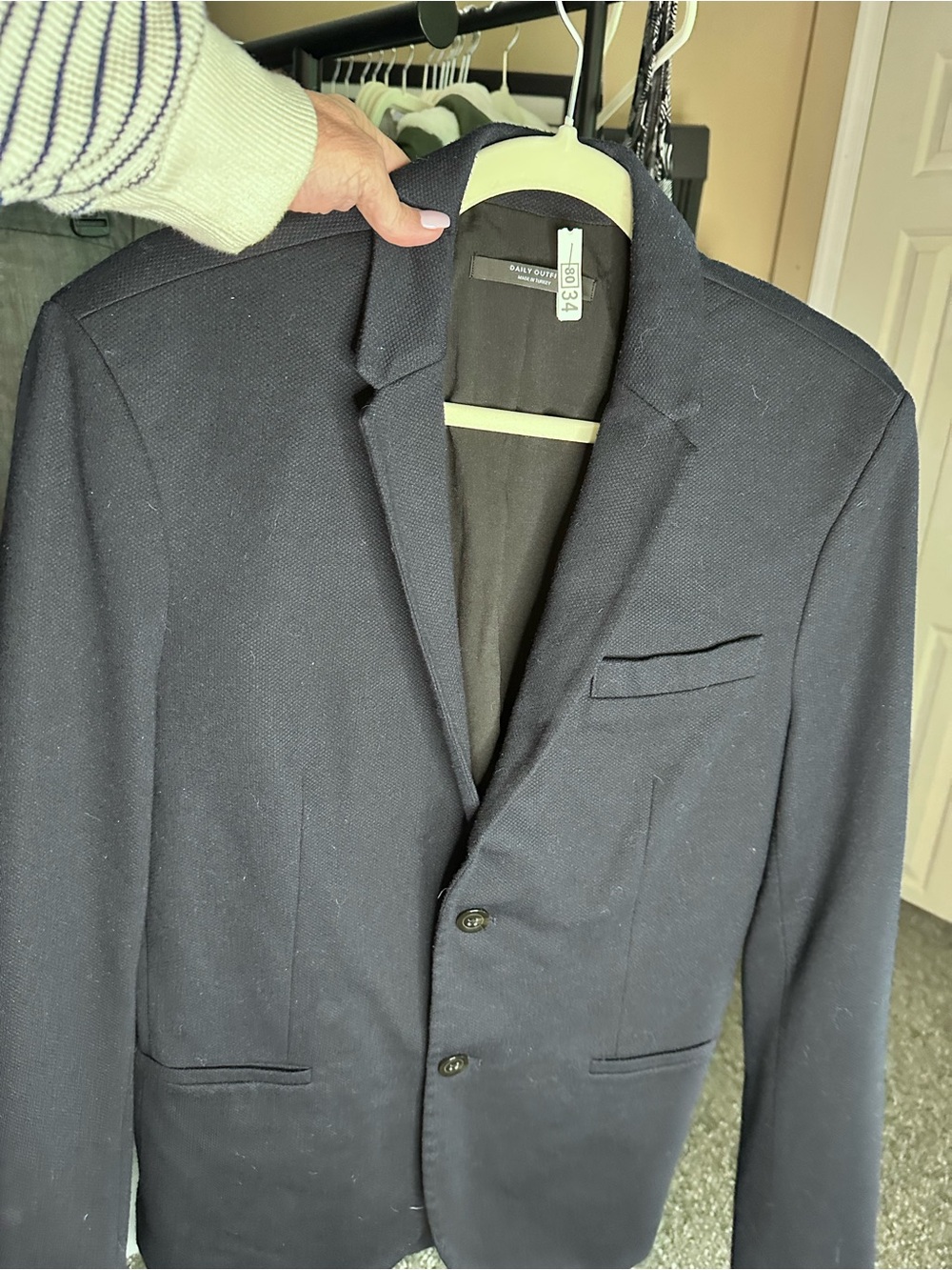 Essentials Zara-Daily Outfit Men’s Navy Blue Suit Jacket